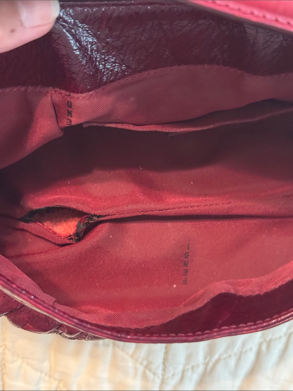 Authentic Fendi Wine Red Embossed FF Leather Shoulder Bag - Picture 11 of 12